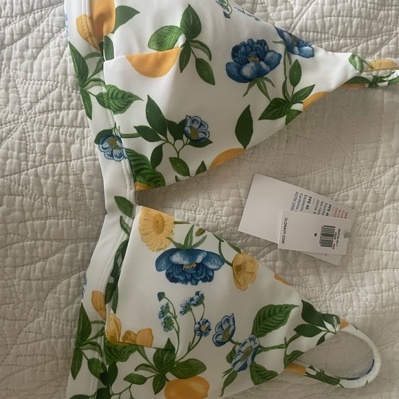 NWT lemon print bra bikini (top size M, bottoms size L) - Picture 3 of 9